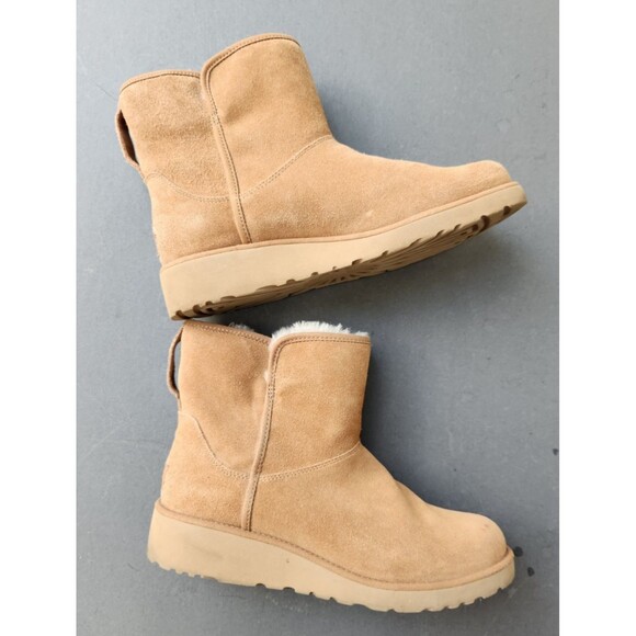 UGG  SIZE US 10 / 41 BOOTS KRISTIN CLASSIC CHESNUT BROWN SUEDE WEDGE ANKLE - Picture 8 of 13